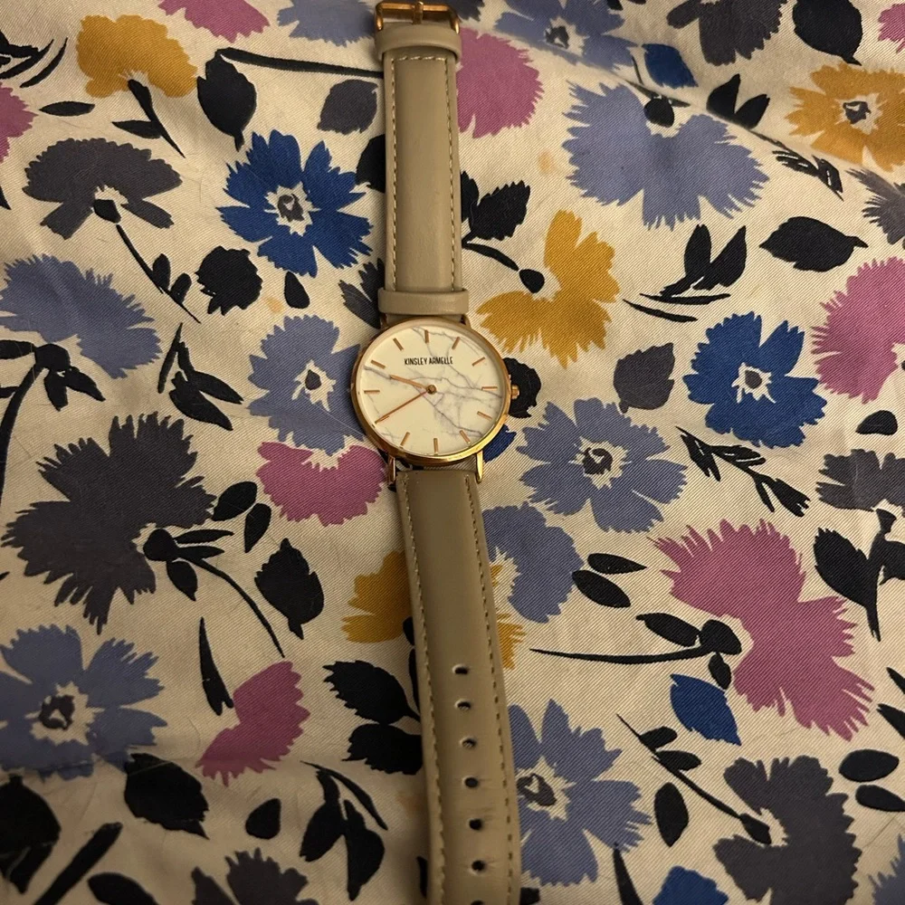 Kinsley Armelle Rose Gold and Marble Leather Watch - Picture 2 of 3